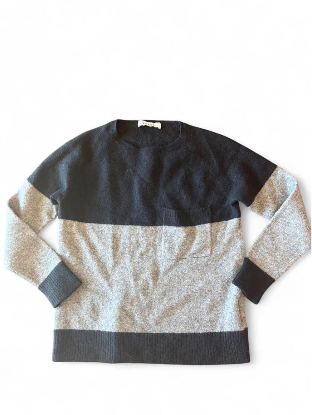 Kokun 100% Cashmere Colorblock Pocket Sweater